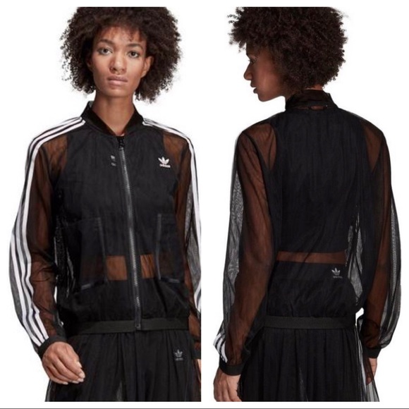 Nwot Adidas Sheer Mesh 3 Stripe Bomber 